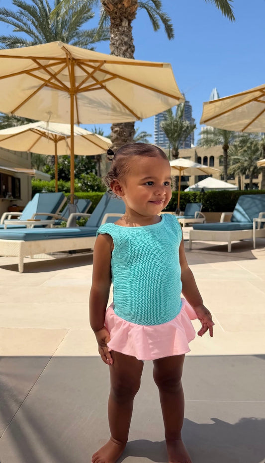 TURQUOISE/PINK ONEPIECE